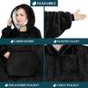 PAVILIA Women's Hoodie Blanket, Sherpa-Lined Wearable Blanket, Black, Adult Long view 3