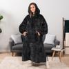 PAVILIA Women's Hoodie Blanket, Sherpa-Lined Wearable Blanket, Black, Adult Long view 4