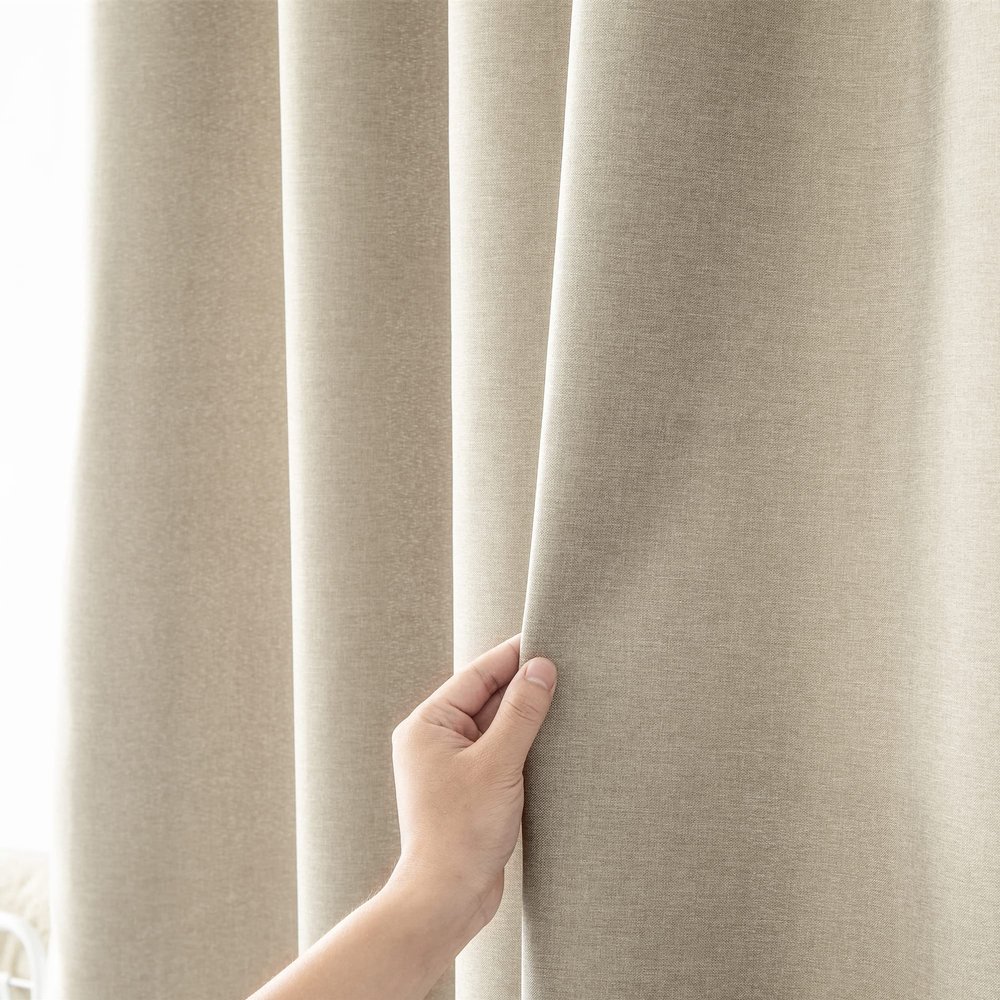 YEVDA Top Linen Fabric Shower Curtain 240 x 200 cm, Waterproof, Mold-Resistant, Light Coffee
