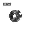 sourcing map 10-Pack Carbon Steel Slotted Hex Nuts, M12 x 1.5 mm view 3