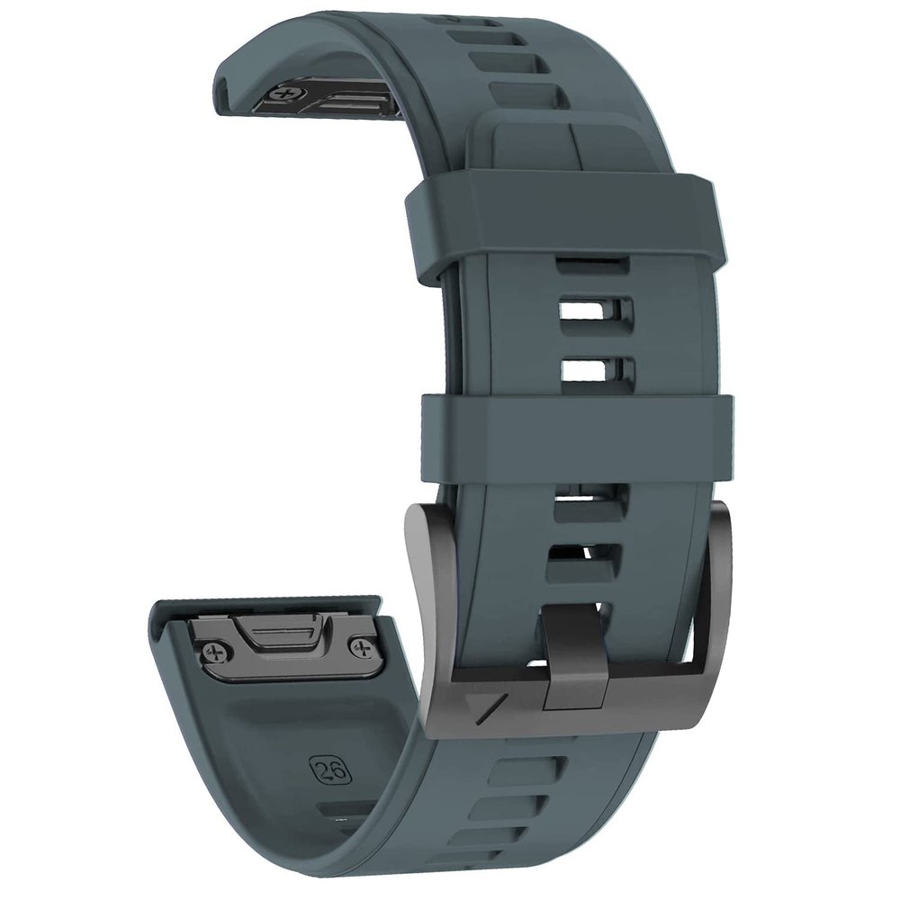 hellosy Compatible Fenix 5X Watch Band, 26 mm Soft Silicone, Quick Release, Easy to Install, Forerunner 935/945 (26 mm Quickfit, Slate)
