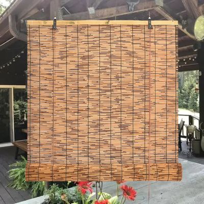 Outdoor Bamboo Reed Roman Shade, Light-Filtering Privacy Screen
