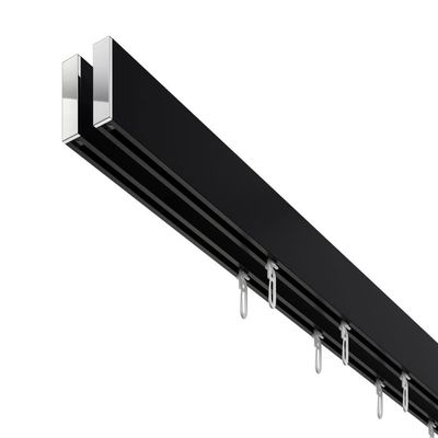 DcoProfi 2-Track Rectangular Curtain Track Set, Black/Chrome, 320 cm