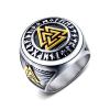HCMA Nordic Viking Odin Triangle Titanium Steel Men's Ring view 1