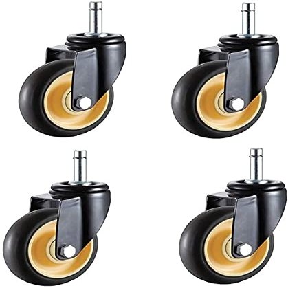 ALIAOFORZ Set of 4 Heavy-Duty Stem Casters, 3 in, M11 x 38 mm, 300 kg, Quiet-Rolling, 2 Swivel and 2 Locking