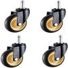ALIAOFORZ Set of 4 Heavy-Duty Stem Casters, 3 in, M11 x 38 mm, 300 kg, Quiet-Rolling, 2 Swivel and 2 Locking view 1