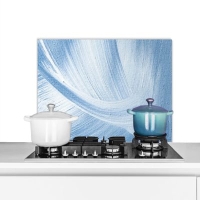 MuchoWow Kitchen Splashback Aluminum Poster 90 x 45 cm - Blue Acrylic Paint Design