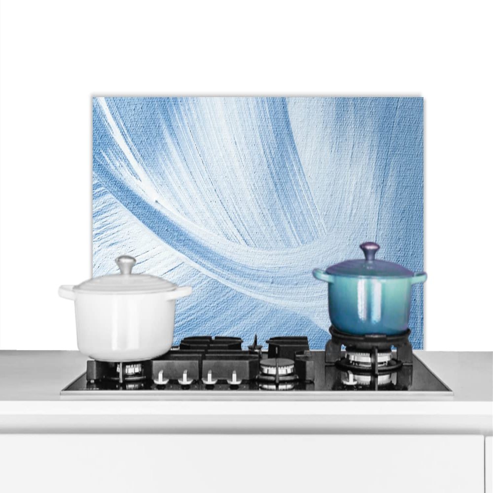 MuchoWow Kitchen Splashback Aluminum Poster 90 x 45 cm - Blue Acrylic Paint Design