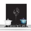 MuchoWow Kitchen Backsplash Splash Guard, Poppy, Black and White, 90 x 60 cm view 1