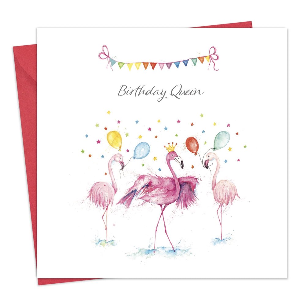 Twizler Flamingo Birthday Queen Birthday Card – Happy Birthday Card for Her