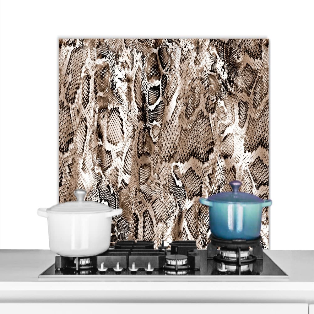 MuchoWow Kitchen Backsplash, Aluminum, 80 x 55 cm, Animal Pattern, Shapes, Brown