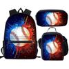 HUIACONG Backpack, Lunch Bag and Pencil Case Set, Baseball Tie-Dye view 1