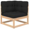 INLIFE 2-Piece Garden Corner Sofa Set with Cushions, Solid Pine view 3