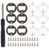 NICENEEDED 16-Piece Bottle Opener Insert Kit, Stainless Steel Metal Round DIY Beer Opener Hardware with Screws and Screwdriver, 1 Set (Silver/Bronze) view 1