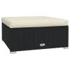Gecheer Garden Footstool with Cushion, PE Rattan, Black/Cream, 70 x 70 x 30 cm view 2