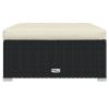 Gecheer Garden Footstool with Cushion, PE Rattan, Black/Cream, 70 x 70 x 30 cm view 3