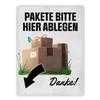 Please Leave Packages Here, Thank You! XXL Metal Sign, 28 × 38 cm, Left Arrow view 1
