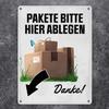Please Leave Packages Here, Thank You! XXL Metal Sign, 28 × 38 cm, Left Arrow view 2