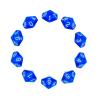 Polyhedral Dice, 10-Piece Set, D10, 20 mm, Transparent Blue view 1