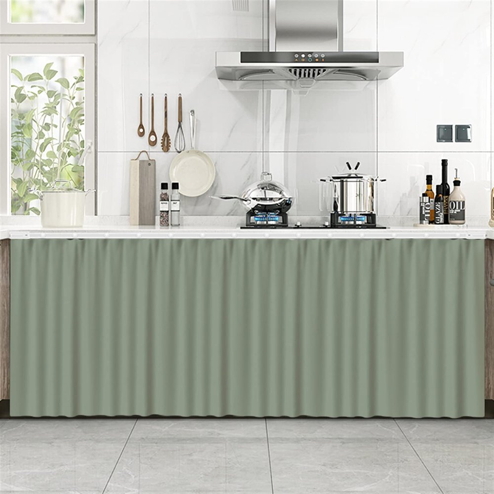 LIVEINU Self-Adhesive Kitchen Cabinet Curtain, 100 x 100 cm, Light Green