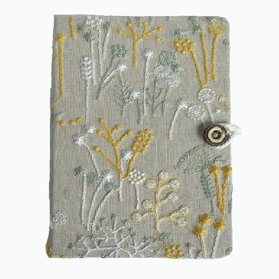 KABELIF A6 Notebook, Beige Floral Fabric Cover, 80 Sheets/160 Pages