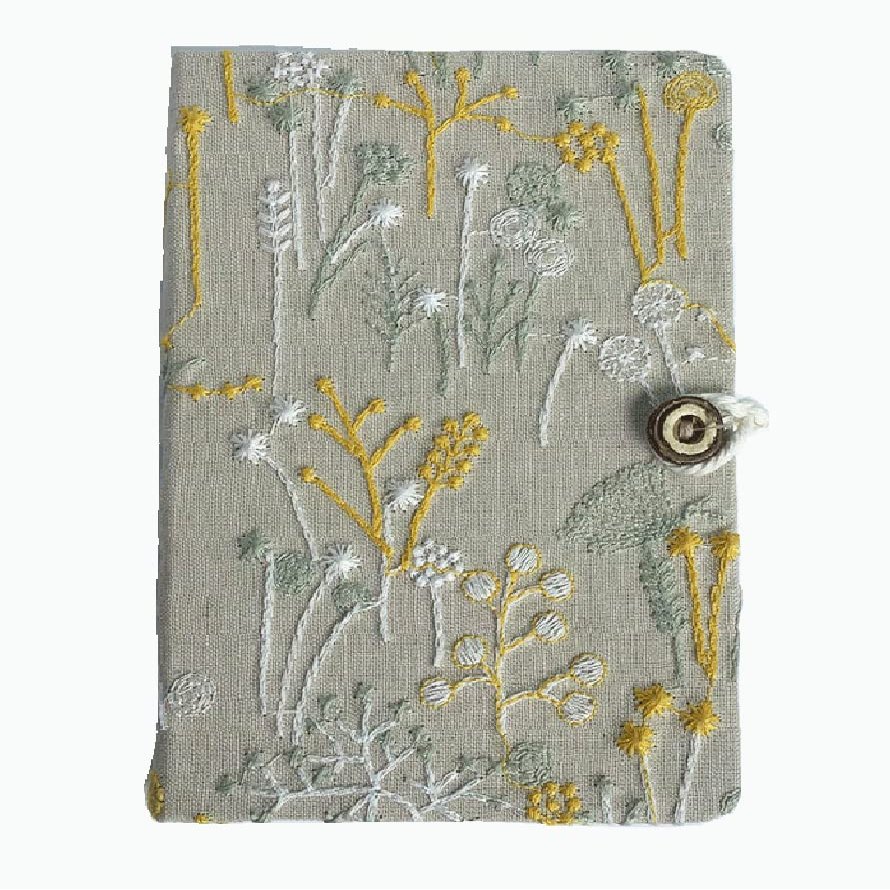 KABELIF A6 Notebook, Beige Floral Fabric Cover, 80 Sheets/160 Pages