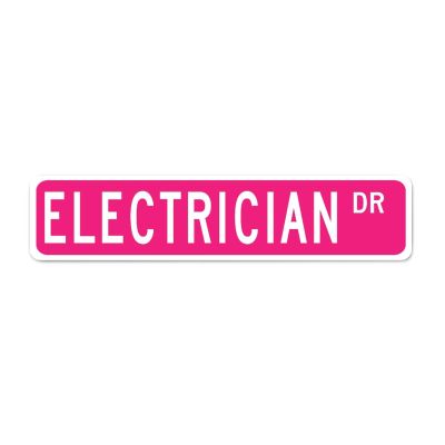 Outdoor Electrician Vintage Metal Wall Sign, 10 x 45 cm