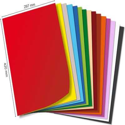 KARLAkreativ Craft Cardstock, 50 Sheets, 300 gsm, DIN A3, Bright Red