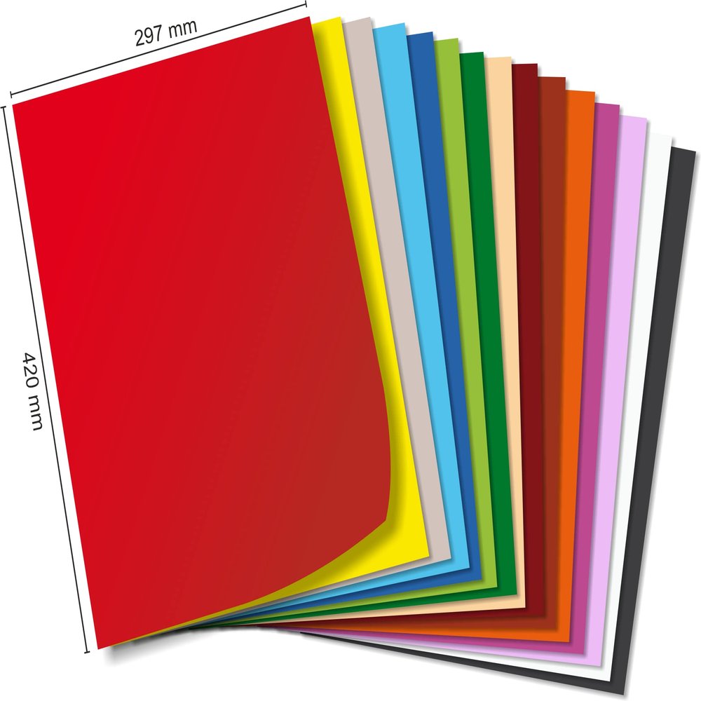KARLAkreativ Craft Cardstock, 50 Sheets, 300 gsm, DIN A3, Bright Red
