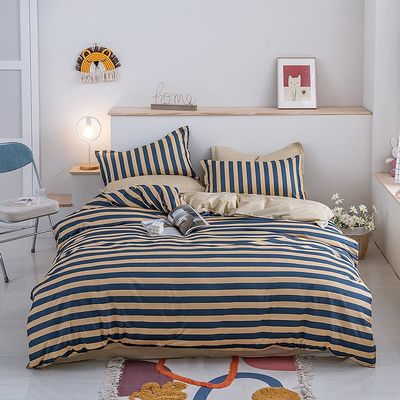 Luxury Blue and Pink Love Bedding Set, Duvet Cover, Pillowcase, Bed Sheet, Queen/Double/Single Size, 3–4 Pieces