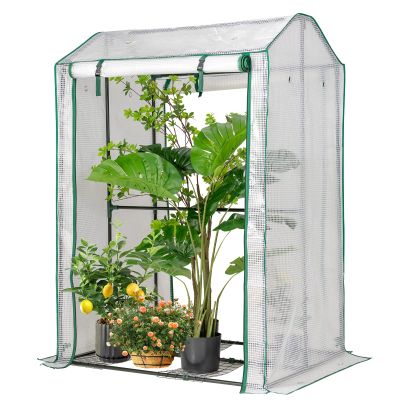 RELAX4LIFE Small Greenhouse, Tomato Plant House with Ground Stakes, Transparent, 100 x 81 x 150 cm