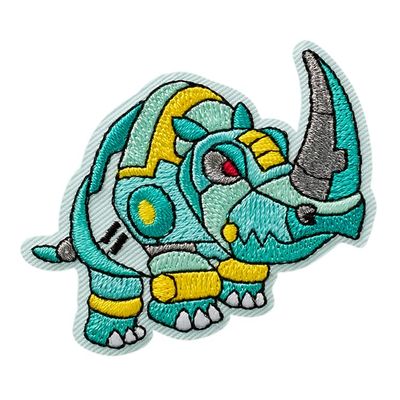 Mono-Quick 10381 Rhinoceros Robot Iron-On Patch, Approx. 4.2 x 5.8 cm