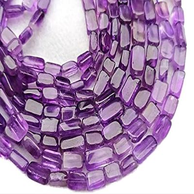 LKBEADS 8-Inch Strand of African Amethyst Gemstone Baguette Smooth Beads, 6–8 mm, for DIY Jewelry Making