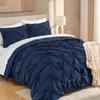 Andency Navy Blue Pinch-Pleat Comforter Set for King Bed, 3-Piece, All-Season Microfiber view 1