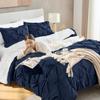 Andency Navy Blue Pinch-Pleat Comforter Set for King Bed, 3-Piece, All-Season Microfiber view 3