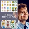 1,500 Animal Stickers for Kids, 24 Cute Designs, Round Reward Sticker Set view 4