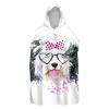 Chickwin Hooded Bath Poncho, 3D Animal Surf Changing Robe, Microfiber Towel, Quick-Drying, 80 x 145 cm, Lovely Puppy view 1