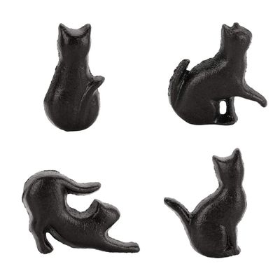 4 Vintage Cast-Iron Cat Drawer Knobs