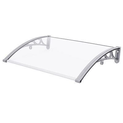 Transparent Polycarbonate Door Awning with Aluminum Frame, 60 x 280 cm