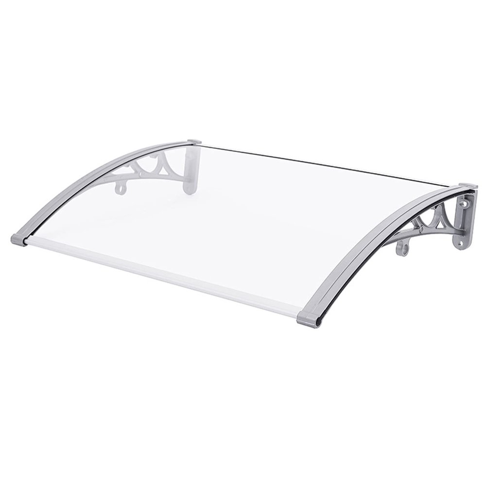 Transparent Polycarbonate Door Awning with Aluminum Frame, 60 x 280 cm