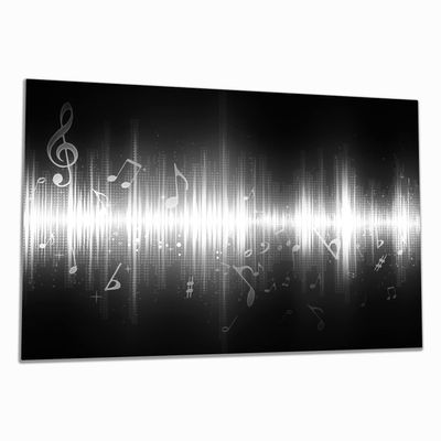 Wallario Glass Stove Cover/Splash Guard, 80 x 52 cm, Musical Notes in Black and White