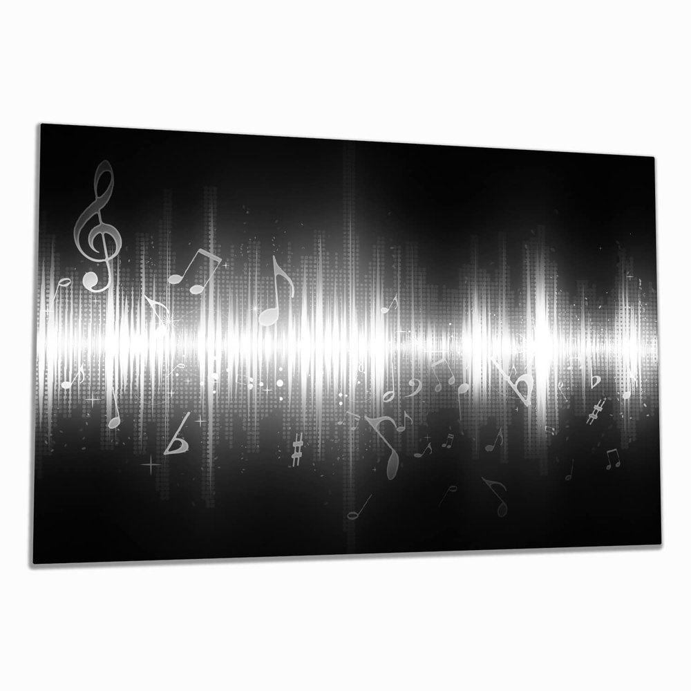 Wallario Glass Stove Cover/Splash Guard, 80 x 52 cm, Musical Notes in Black and White
