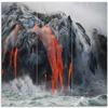 Wallario Glass Stove Cover/Splash Guard, 3-Piece, 90 x 52 cm, Lava Flow into the Sea view 1