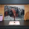 Wallario Glass Stove Cover/Splash Guard, 3-Piece, 90 x 52 cm, Lava Flow into the Sea view 3