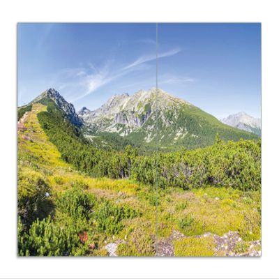 Wallario Glass Stove Cover/Splash Guard, 2-Piece, 70 x 52 cm, Tatra Mountain Peaks