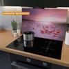 Wallario Glass Cooktop Cover/Splash Guard, 80 x 52 cm, Pink Flamingos at Sunset view 3