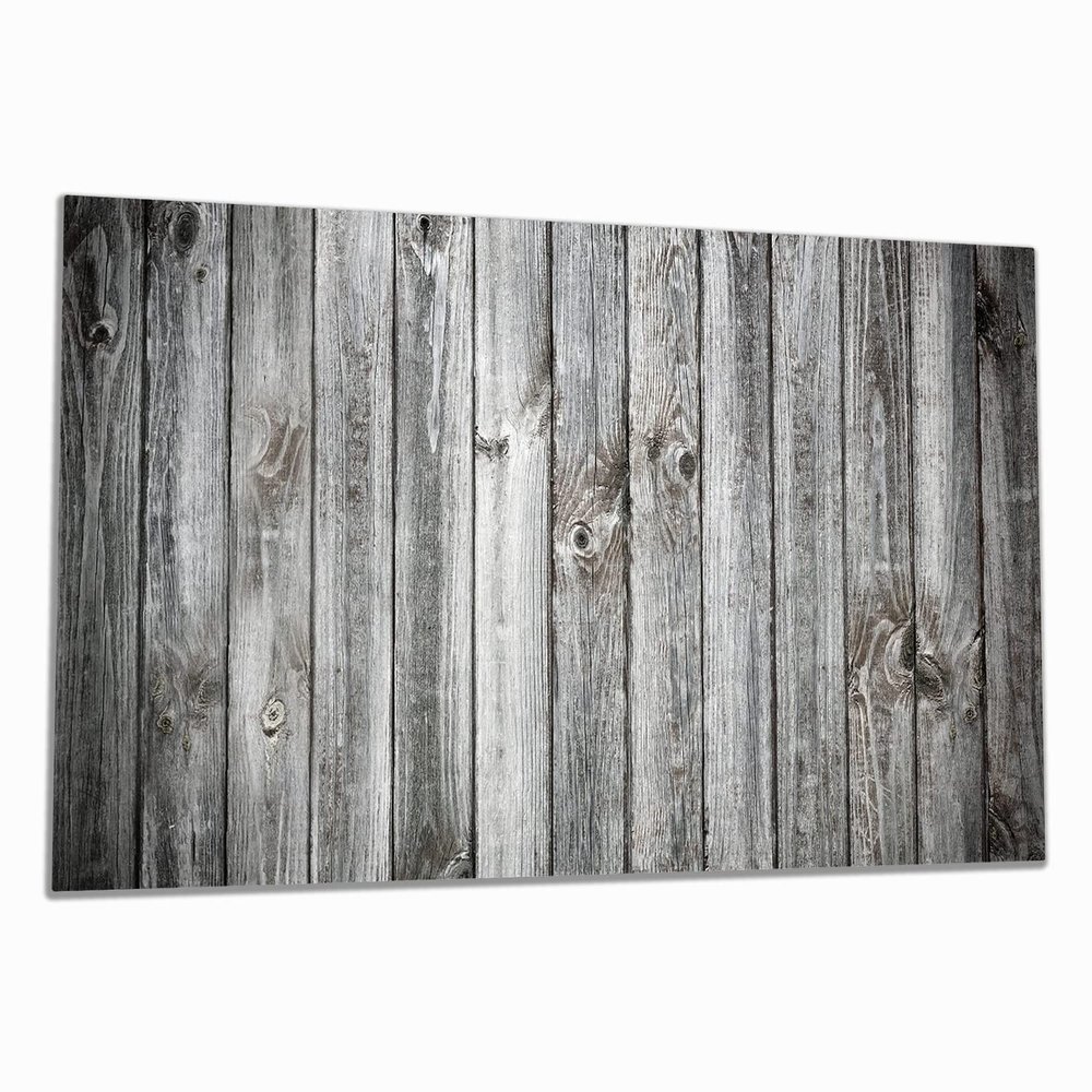 Wallario Glass Stove Cover/Splash Guard, 1-Piece, 90 x 52 cm, Light Gray Wood Panel Texture
