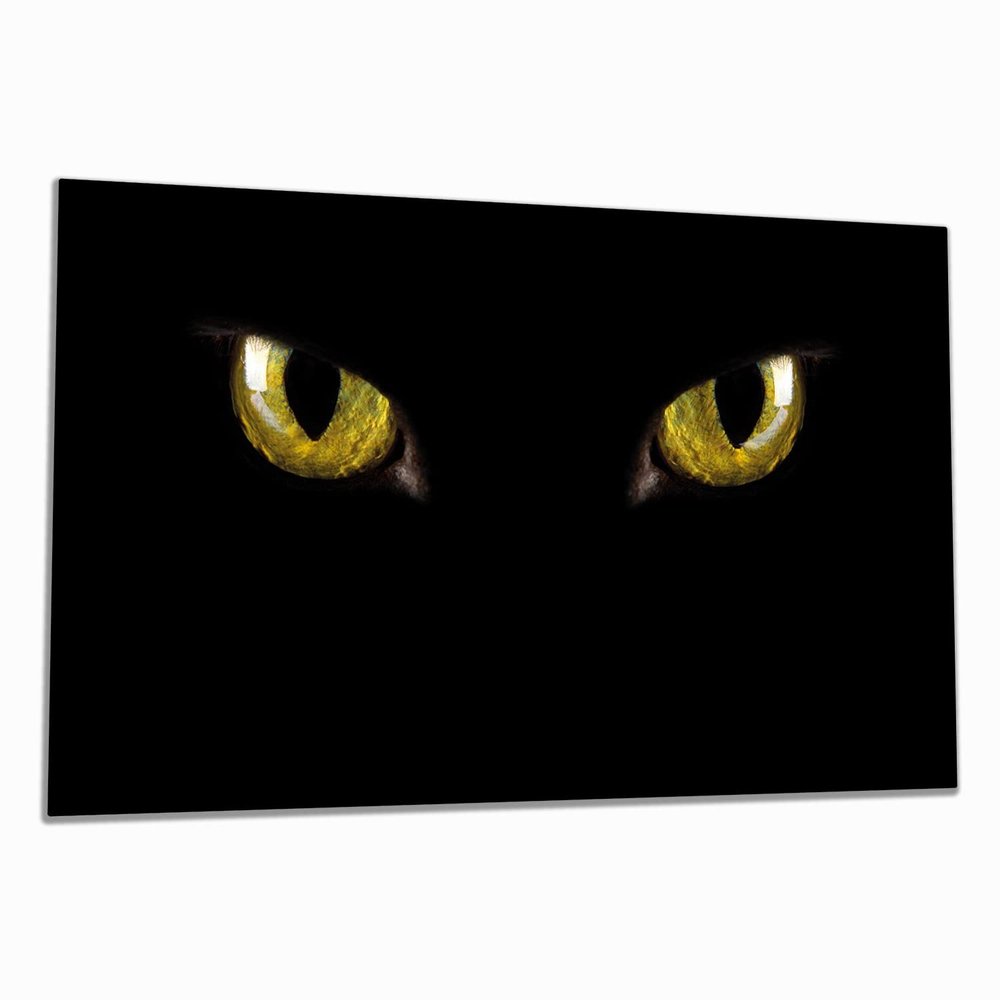 Wallario Glass Cooktop Cover/Splash Guard, 1-Piece, 90 x 52 cm, Yellow Cat Eyes at Night