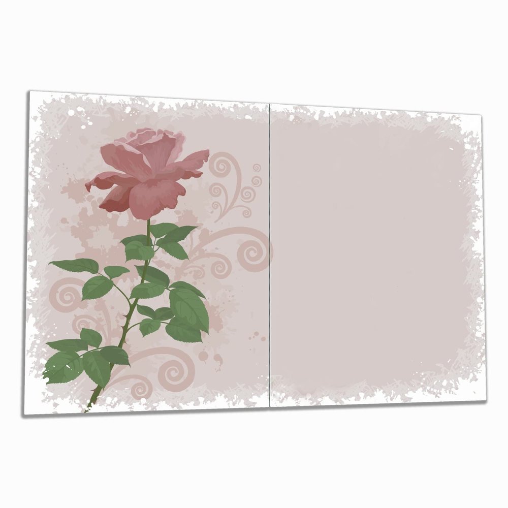 Wallario Glass Cooktop Cover/Splash Guard, 2-Piece, 80 x 52 cm, for Ceramic and Induction Cooktops, Rose in Pastel Colors