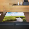 Wallario Glass Cooktop Cover/Splash Guard, 1-Piece, 90 x 52 cm, 8 mm Feet, Small Creek Through Reeds on the Way to the Lighthouse view 2